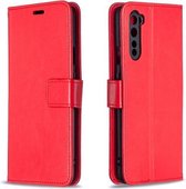 Voor OnePlus Nord Crazy Horse Texture horizontale leren flip-hoes met houder & kaartsleuven & portemonnee & fotolijst (rood)