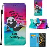 Voor Xiaomi Poco M3 Cross Texture Painting Pattern Horizontale Flip Leather Case met Houder & Kaartsleuven & Portemonnee & Lanyard (Sleeping Panda)