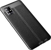 Voor Galaxy A51 5G Litchi Texture TPU schokbestendig hoesje (zwart)