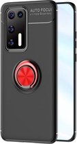Voor Huawei P40 metalen ringhouder 360 graden roterende TPU-hoes (zwart + rood)