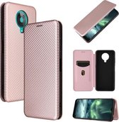 Voor Nokia 6.3 Carbon Fiber Texture Magnetische Horizontale Flip TPU + PC + PU Leather Case met Card Slot (Pink)