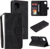 Voor Samsung Galaxy A42 5G Stiksels Kalfsstructuur Horizontale Flip Leren Case met Houder & Kaartsleuven & Portemonnee (Zwart)