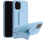Schokbestendige beschermhoes voor pc + TPU met polsband en houder voor iPhone 12 Pro Max (lichtblauw)