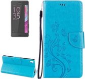 Voor Sony Xperia XA Ultra Bloemen Embossing Horizontale Flip Leren Case met Houder & Kaartsleuven & Portemonnee & Lanyard (Blauw)