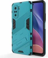 Voor Xiaomi Redmi K40 / K40 Pro Punk Armor 2 in 1 PC + TPU schokbestendig hoesje met onzichtbare houder (blauw)