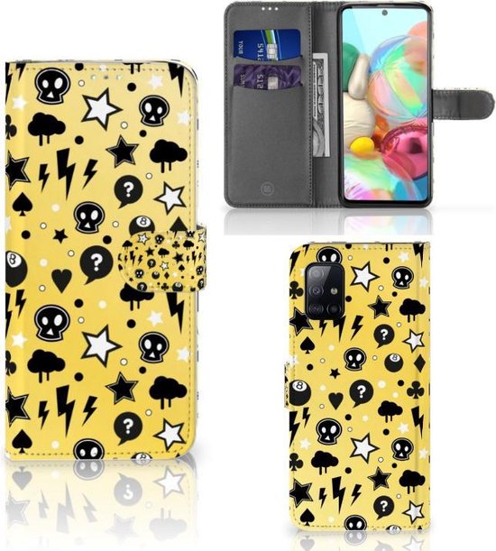 Téléphone Portable Couverture Standing pour Samsung Galaxy A71 Coque Punk Jaune