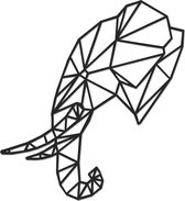 Hout-Kado - Olifant Zijkant - Small - Zwart - Geometrische dieren en vormen - Hout - Lasergesneden- Wanddecoratie