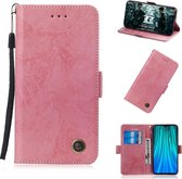 Voor Xiaomi Redmi Note 8 Pro Retro horizontale flip PU lederen tas met kaartsleuven en houder (roze)