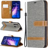 Voor Xiaomi Redmi Note 8 Kleuraanpassing Denim Texture Horizontaal Flip Leather Case met houder & kaartsleuven & Wallet & Lanyard (grijs)