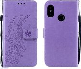 Voor Redmi 6 Pro Plum Blossom Pattern Links en Rechts Flip Leren Case met Beugel & Kaartsleuf & Portemonnee & Lanyard (Paars)