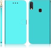 Voor Galaxy A20e geÃ¯miteerd spiegelend oppervlak horizontaal flip lederen tas met houder & kaartsleuven & portemonnee & lanyard (mintgroen)