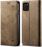 Voor Galaxy Note10 Lite / M60s / A81 denim textuur casual stijl horizontale flip lederen tas met houder & kaartsleuven & portemonnee (kaki)