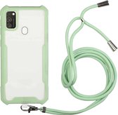 Voor OPPO A53 2020 / A32 / A33 acryl + kleur TPU schokbestendig hoesje met nekkoord (avocado)