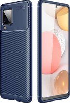 Voor Samsung Galaxy A12 koolstofvezel textuur schokbestendig TPU-hoesje (blauw)