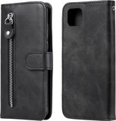 Voor Huawei Y5p Mode Kalf Textuur Rits Horizontale Flip Leren Case met Standaard & Kaartsleuven & Portemonnee Functie (Zwart)