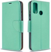 Voor Huawei P Smart (2020) Litchi Texture Pure Color Horizontale Flip PU Leather Case met houder & kaartsleuven & portemonnee & lanyard (groen)