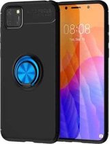 Voor Huawei Y5P metalen ringhouder 360 graden roterende TPU-hoes (zwart + blauw)