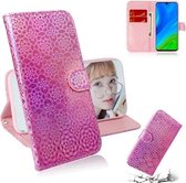 Voor Huawei P smart 2020 Effen Kleur Kleurrijke Magnetische Gesp Horizontale Flip PU Leren Case met Houder & Kaartsleuven & Portemonnee & Lanyard (Roze)