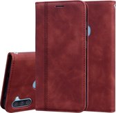 Voor Samsung Galaxy A11 Frosted Business Magnetische Horizontale Flip PU Leather Case met houder & kaartsleuf & lanyard (bruin)
