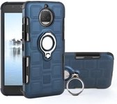 Voor Motorola Moto G5S Plus 2 in 1 Cube PC + TPU beschermhoes met 360 graden draaien zilveren ringhouder (marineblauw)