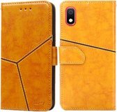 Voor Samsung Galaxy A10 Geometrische stiksels Horizontale flip TPU + PU lederen tas met houder & kaartsleuven en portemonnee (geel)