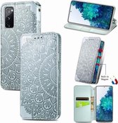 Blooming Mandala reliëf patroon magnetische horizontale flip lederen tas met houder & kaartsleuven & portemonnee voor Samsung Galaxy S20 FE (grijs)