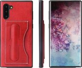 Voor Galaxy Note10 Fierre Shann volledige dekking beschermende lederen tas met houder en kaartsleuf (rood)