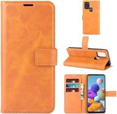 Voor Samsung Galaxy A21S Retro Kalfspatroon Gesp Horizontale Flip Leren Case met Houder & Kaartsleuven & Portemonnee (Geel)