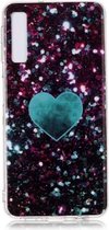 Voor Galaxy A7 gekleurde tekening patroon IMD vakmanschap zachte TPU beschermhoes (groene liefde)
