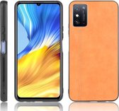 Voor Huawei Honor X10 Max 5G Schokbestendig Naaien Koe Patroon Huid PC + PU + TPU Case (Oranje)