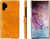 Fierre Shann Retro Oil Wax Texture PU lederen tas met kaartsleuven voor Galaxy Note 10+ (geel)