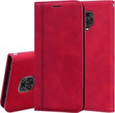 Voor Geschikt voor Xiaomi Redmi Note 9S Frosted Business Magnetische horizontale flip PU lederen tas met houder en kaartsleuf en lanyard (rood)