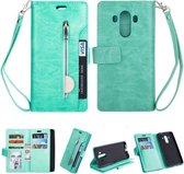 Voor Huawei Mate 10 Pro Multifunctionele Rits Horizontale Flip Leren Case met Houder & Portemonnee & 9 Kaartsleuven & Lanyard (Mintgroen)