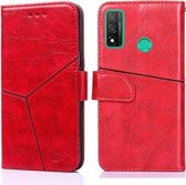 Voor Huawei P smart 2020 Geometrische stiksels Horizontale flip TPU + PU lederen tas met houder & kaartsleuven & portemonnee (rood)