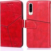 Voor Huawei P30 Geometrische stiksels Horizontale Flip TPU + PU lederen tas met houder & kaartsleuven & portemonnee (rood)