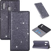 Voor Samsung Galaxy A10e ultradunne glitter magnetische horizontale flip lederen tas met houder en kaartsleuven (grijs)