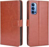 Voor OPPO Reno4 4G Retro Crazy Horse Texture Horizontale flip lederen tas, met houder & kaartsleuven en fotolijst (bruin)