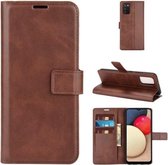 Voor Samsung Galaxy A02s (EU-versie) Retro kalfspatroon gesp Horizontale flip lederen tas met houder & kaartsleuven en portemonnee (donkerbruin)