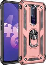 Voor OPPO F11 Pro schokbestendige TPU + pc-beschermhoes met 360 graden roterende houder (roségoud)