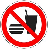 Eten en drinken verboden bord - plexiglas - P022 Zonder afstandhouders 200 x 200 mm