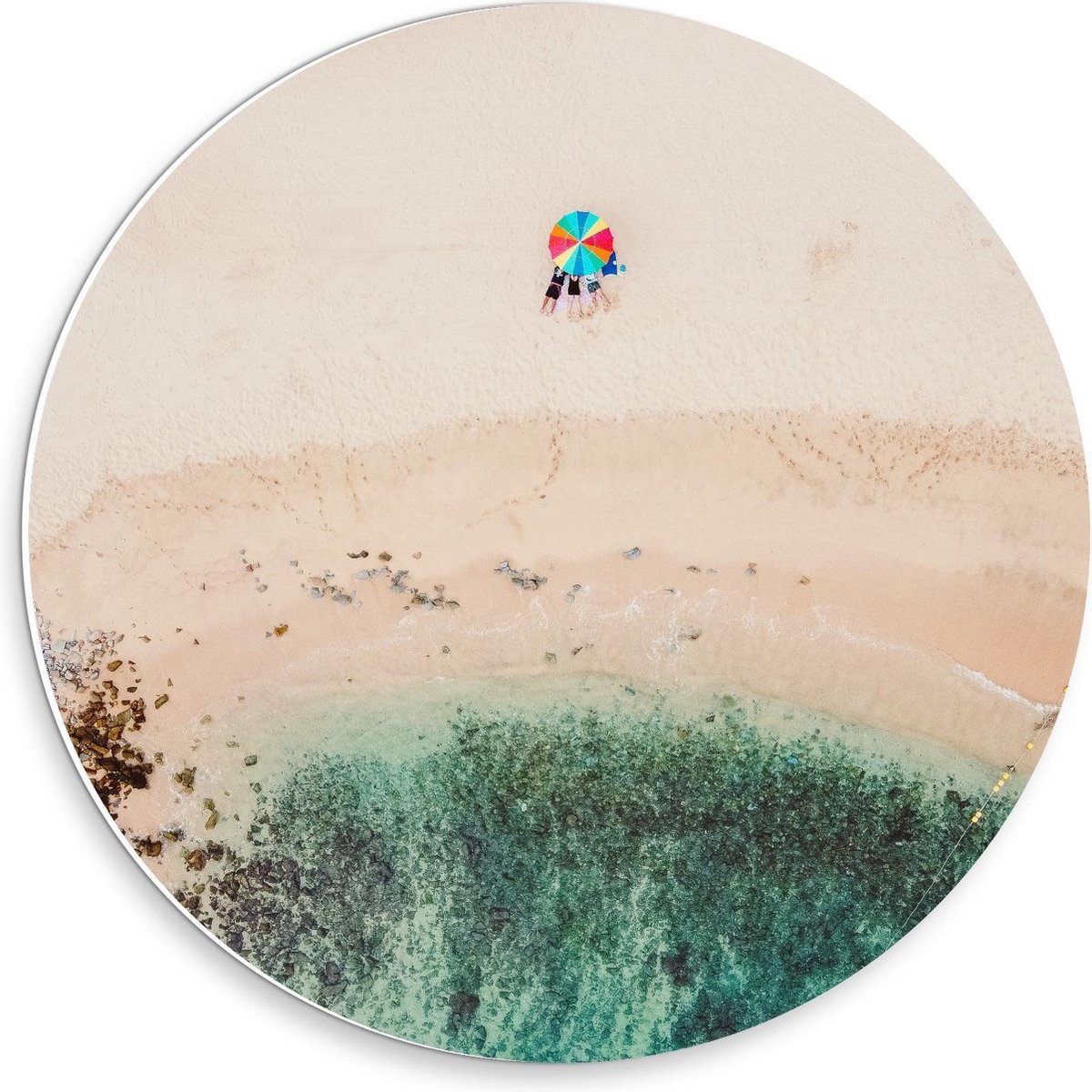 KuijsFotoprint - Schilderij - Gekleurde Parasol Het Strand - Blauw En Bruin - 30 X 30 Cm