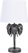 Clayre & Eef Lampe de table Éléphant 23x23x41 cm Noir Blanc Plastique Lampe de bureau