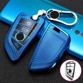 Voor BMW Blade 4-knops A-versie Auto TPU Sleutel Beschermhoes Sleutelhoes met sleutelring (blauw)