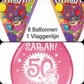 1 maal Vlaggenlijn Sarah  & 8 Ballonnen Sarah, Verjaardag, Feest