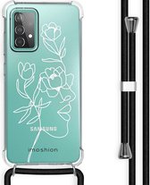 iMoshion Design hoesje met koord Galaxy A52(s) (5G/4G) - Abstract Gezicht Bloem - Transparant
