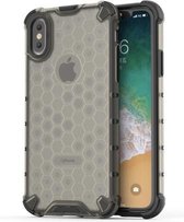 Schokbestendige honingraat pc + TPU beschermhoes voor iPhone X / XS (zwart)