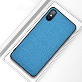 Schokbestendige stoffen textuur PC + TPU beschermhoes voor iPhone X / XS (blauw)