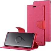 GOOSPERY CANVAS DAGBOEK voor Galaxy S9 + Canvas Texture Horizontale Flip Leren Case met Houder & Kaartsleuven & Portemonnee (Magenta)