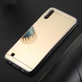 Ultradunne galvaniserende spiegel acryl TPU beschermende achterkant van de behuizing voor Galaxy A10 (goud)