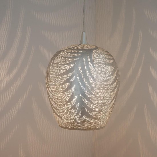 Zenza - Hanglamp -Oosterse Lamp- Tropic - Leaf - Large - Zilver
